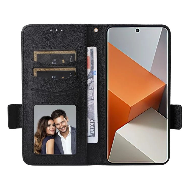 For Xiaomi Redmi Note 13 Pro+ 5G Case Litchi Texture PU Leather Wallet Phone Protector with Strap