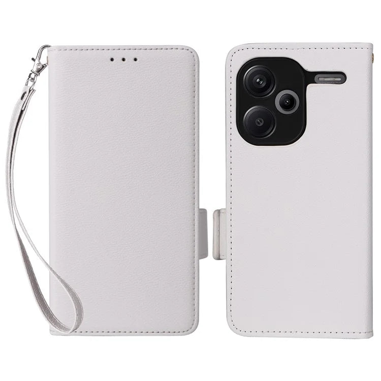 For Xiaomi Redmi Note 13 Pro+ 5G Case Litchi Texture PU Leather Wallet Phone Protector with Strap