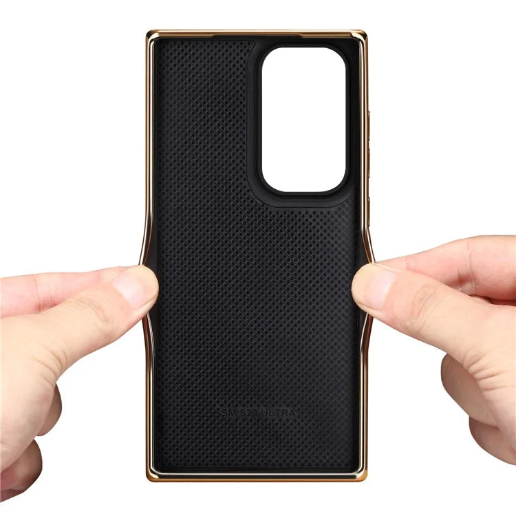 For Samsung Galaxy S23 Ultra Slim Case Flower Patterned PU+TPU+PC Electroplating Phone Shell