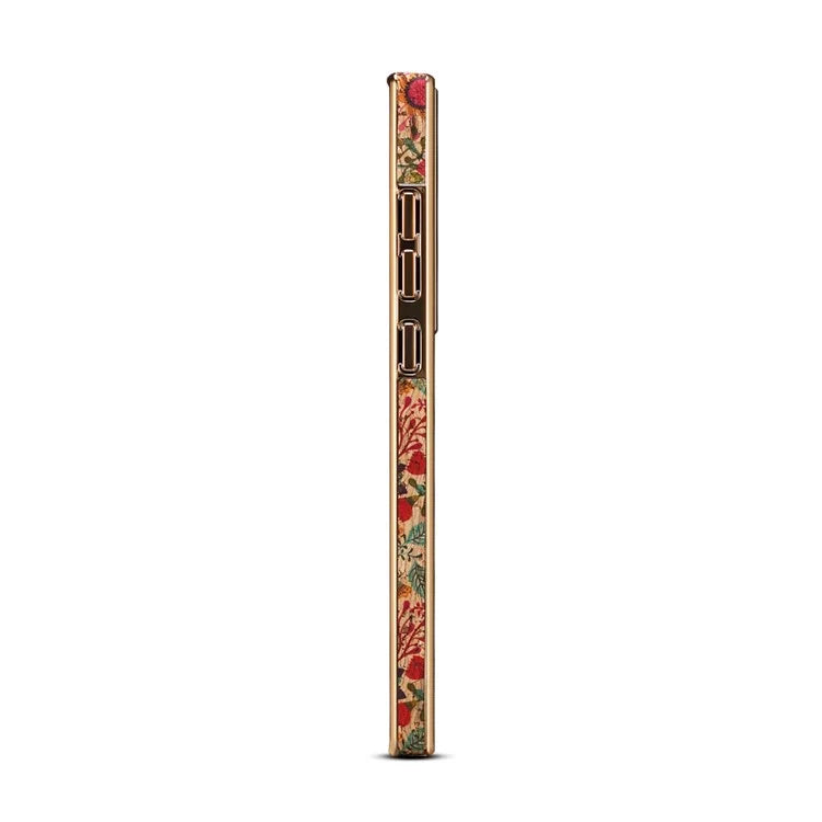 For Samsung Galaxy S23 Ultra Slim Case Flower Patterned PU+TPU+PC Electroplating Phone Shell
