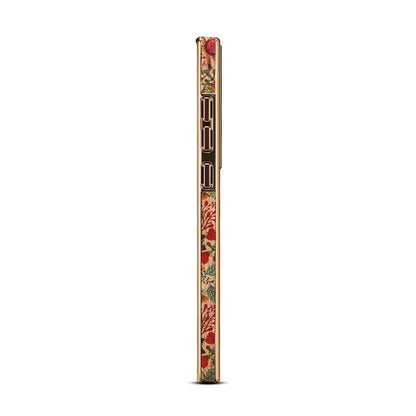 For Samsung Galaxy S23 Ultra Slim Case Flower Patterned PU+TPU+PC Electroplating Phone Shell