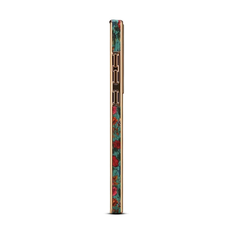 For Samsung Galaxy S23 Ultra Slim Case Flower Patterned PU+TPU+PC Electroplating Phone Shell