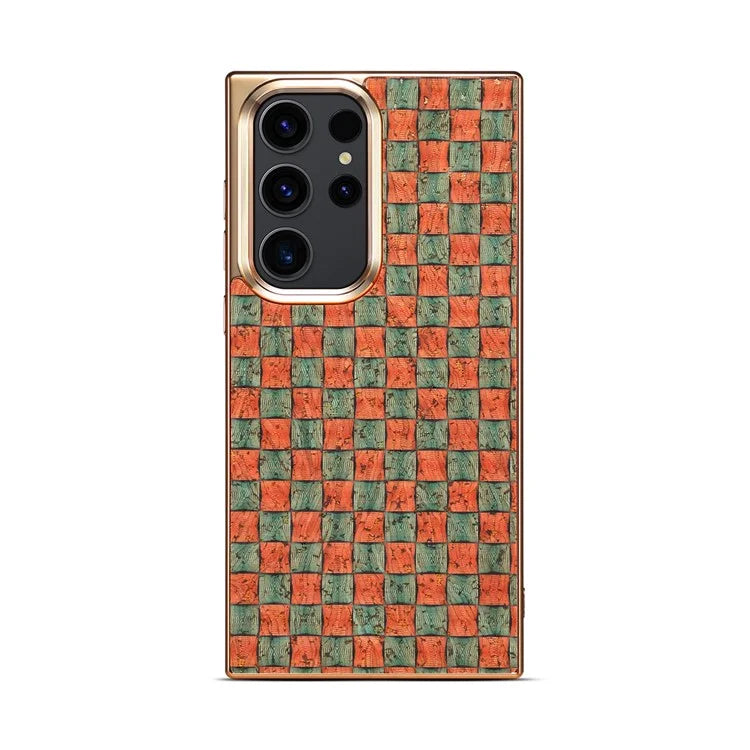 For Samsung Galaxy S23 Ultra Slim Case Flower Patterned PU+TPU+PC Electroplating Phone Shell