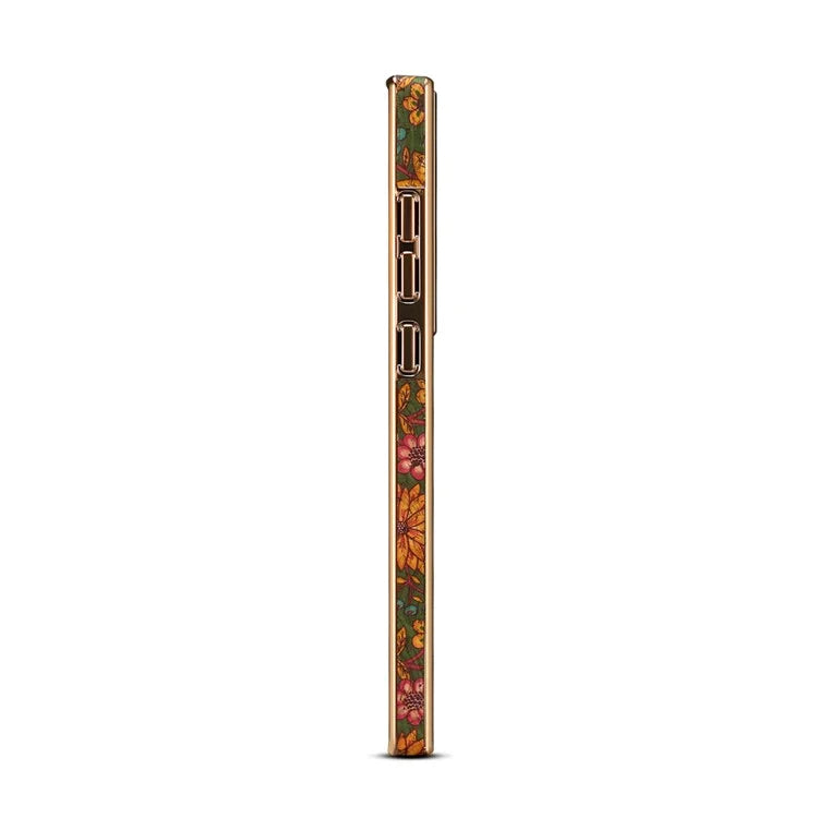 For Samsung Galaxy S23 Ultra Slim Case Flower Patterned PU+TPU+PC Electroplating Phone Shell
