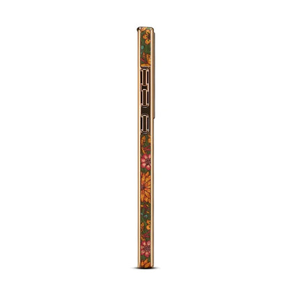 For Samsung Galaxy S23 Ultra Slim Case Flower Patterned PU+TPU+PC Electroplating Phone Shell