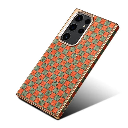 For Samsung Galaxy S23 Ultra Slim Case Flower Patterned PU+TPU+PC Electroplating Phone Shell