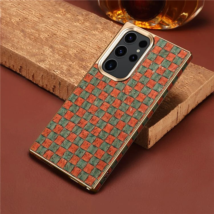 For Samsung Galaxy S23 Ultra Slim Case Flower Patterned PU+TPU+PC Electroplating Phone Shell