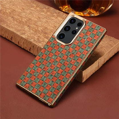 For Samsung Galaxy S23 Ultra Slim Case Flower Patterned PU+TPU+PC Electroplating Phone Shell