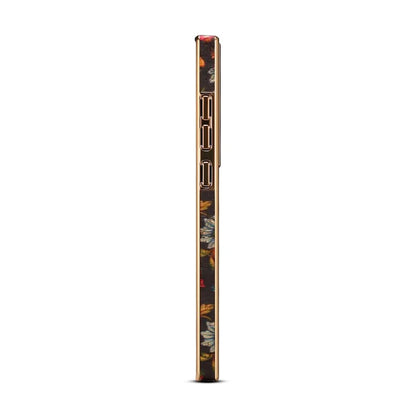 For Samsung Galaxy S23 Ultra Slim Case Flower Patterned PU+TPU+PC Electroplating Phone Shell