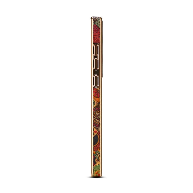 For Samsung Galaxy S23 Ultra Slim Case Flower Patterned PU+TPU+PC Electroplating Phone Shell