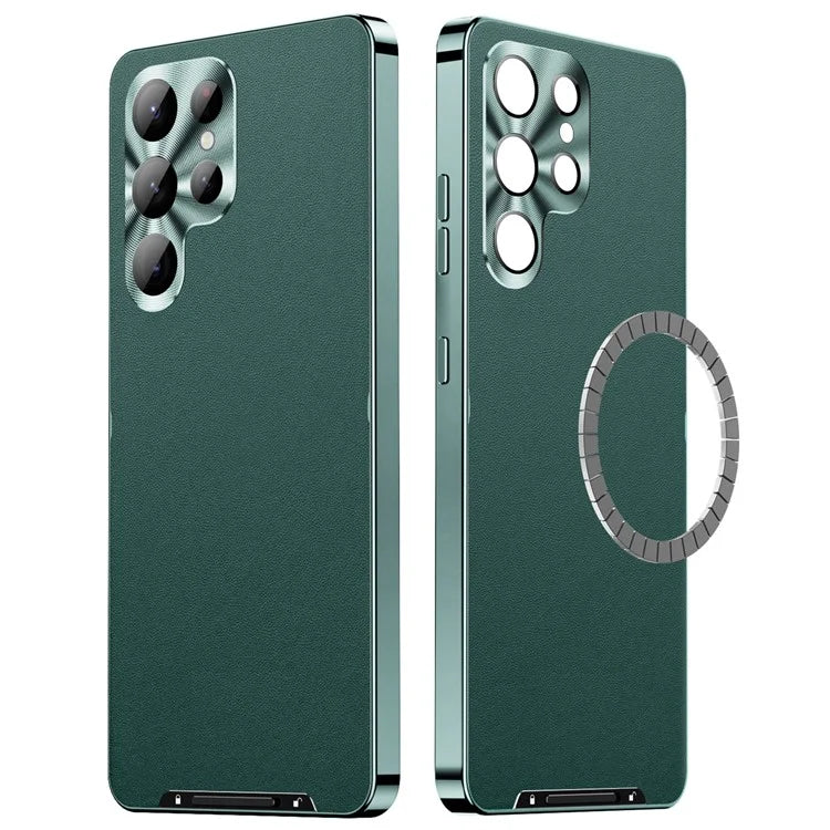 For Samsung Galaxy S22 Ultra 5G Magnetic Case Texture Leather Camera Protection Phone Cover