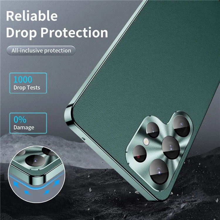 For Samsung Galaxy S22 Ultra 5G Magnetic Case Texture Leather Camera Protection Phone Cover
