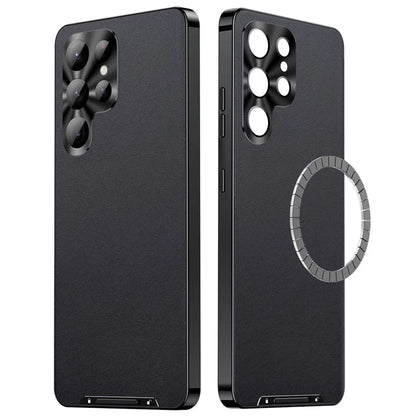 For Samsung Galaxy S22 Ultra 5G Magnetic Case Texture Leather Camera Protection Phone Cover