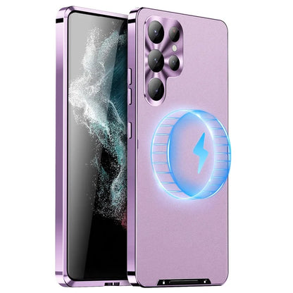 For Samsung Galaxy S22 Ultra 5G Magnetic Case Texture Leather Camera Protection Phone Cover