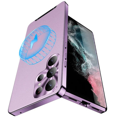 For Samsung Galaxy S22 Ultra 5G Magnetic Case Texture Leather Camera Protection Phone Cover
