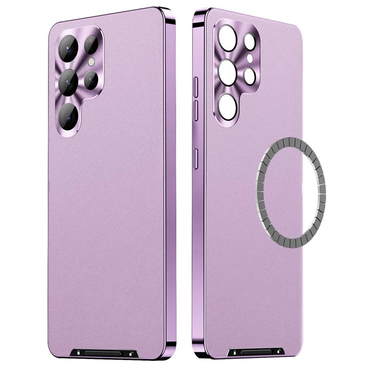 For Samsung Galaxy S22 Ultra 5G Magnetic Case Texture Leather Camera Protection Phone Cover