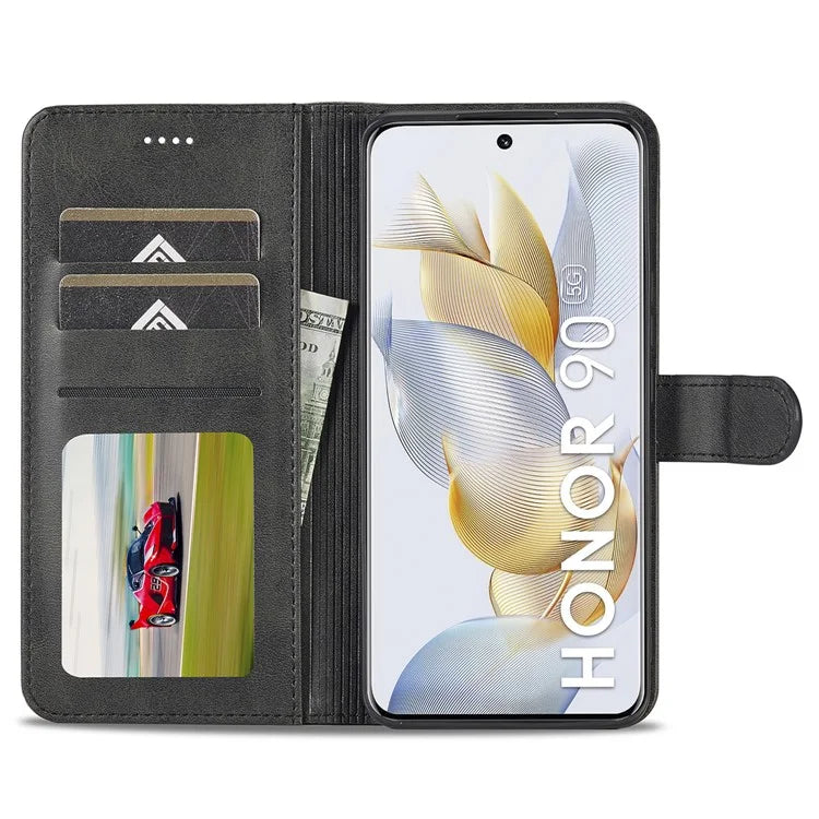 LC.IMEEKE For Honor 90 Case PU Leather Calf Texture Wallet Stand Phone Cover