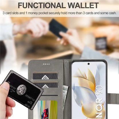 LC.IMEEKE For Honor 90 Case PU Leather Calf Texture Wallet Stand Phone Cover