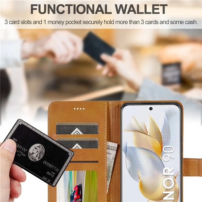 LC.IMEEKE For Honor 90 Case PU Leather Calf Texture Wallet Stand Phone Cover