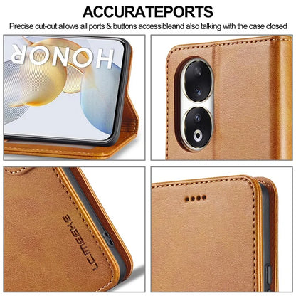 LC.IMEEKE For Honor 90 Case PU Leather Calf Texture Wallet Stand Phone Cover