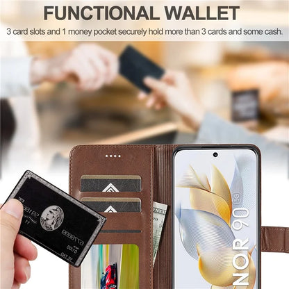LC.IMEEKE For Honor 90 Case PU Leather Calf Texture Wallet Stand Phone Cover