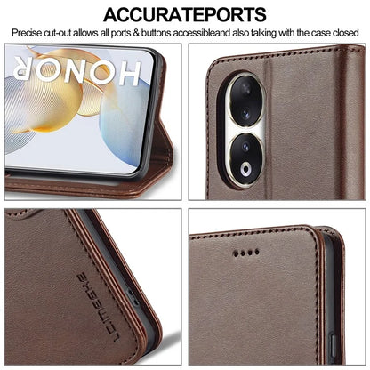 LC.IMEEKE For Honor 90 Case PU Leather Calf Texture Wallet Stand Phone Cover