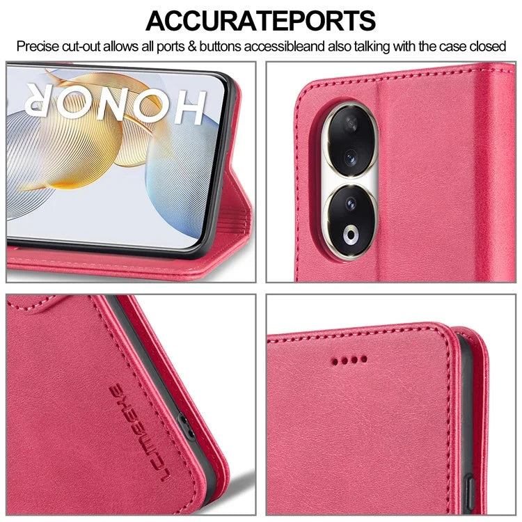 LC.IMEEKE For Honor 90 Case PU Leather Calf Texture Wallet Stand Phone Cover