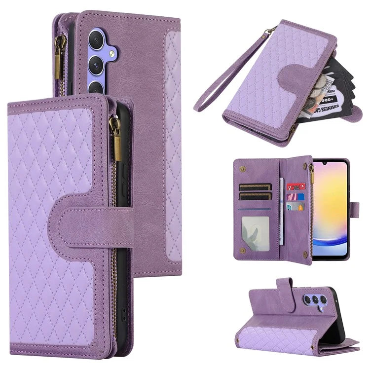 For Samsung Galaxy A25 5G (Global) (161.0 x 76.5 x 8.3mm) Case Imprint PU Leather 9 Card Slots Wallet Phone Cover