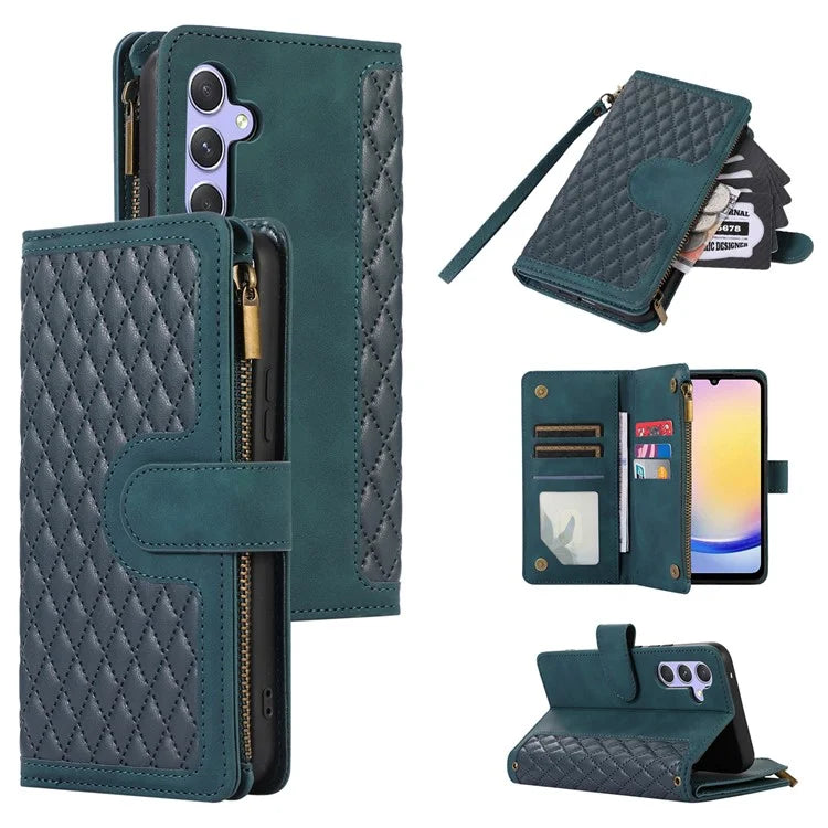 For Samsung Galaxy A25 5G (Global) (161.0 x 76.5 x 8.3mm) Case Imprint PU Leather 9 Card Slots Wallet Phone Cover