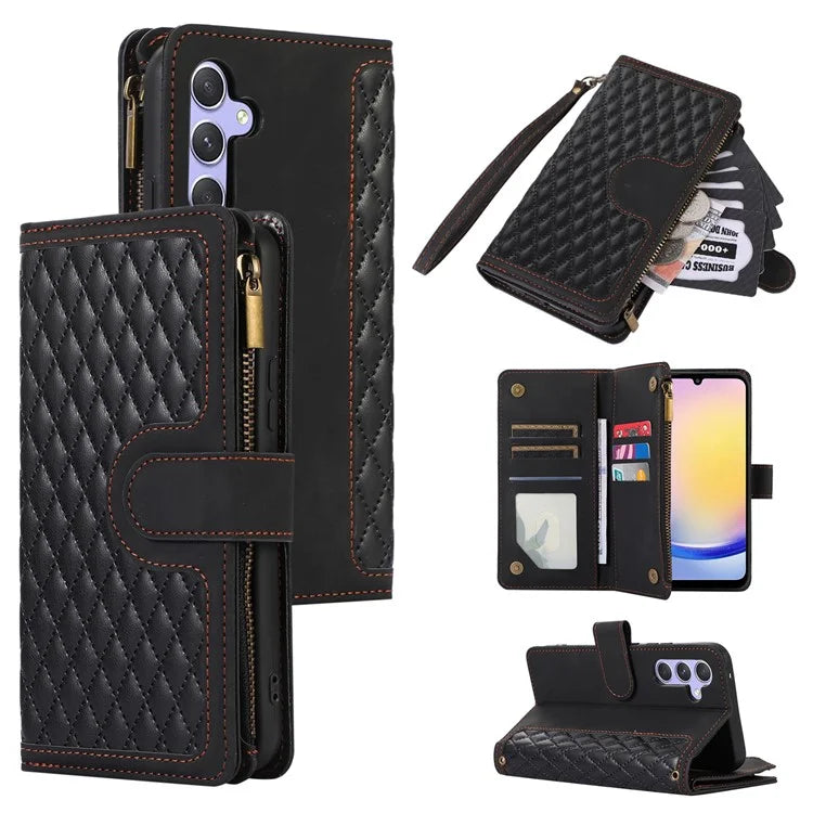 For Samsung Galaxy A25 5G (Global) (161.0 x 76.5 x 8.3mm) Case Imprint PU Leather 9 Card Slots Wallet Phone Cover