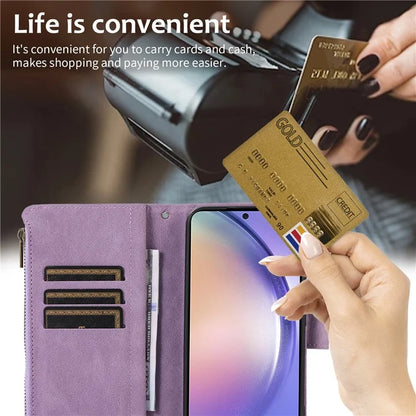 For Samsung Galaxy A15 5G Case PU Leather Rhombus Grid Imprinted Phone Cover with 9 Card Slots