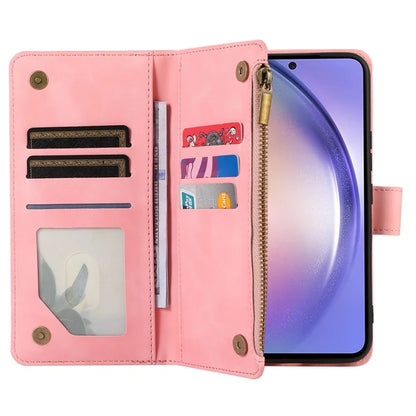 For Samsung Galaxy A15 5G Case PU Leather Rhombus Grid Imprinted Phone Cover with 9 Card Slots