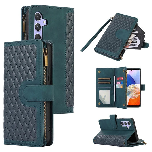 For Samsung Galaxy A14 5G /  A14 4G Cell Phone Case Leather Zipper Pocket Flip Stand Cover