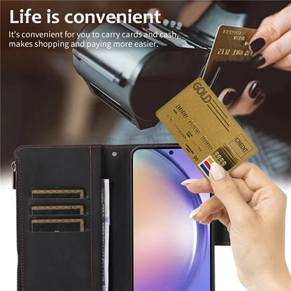For Samsung Galaxy A14 5G /  A14 4G Cell Phone Case Leather Zipper Pocket Flip Stand Cover