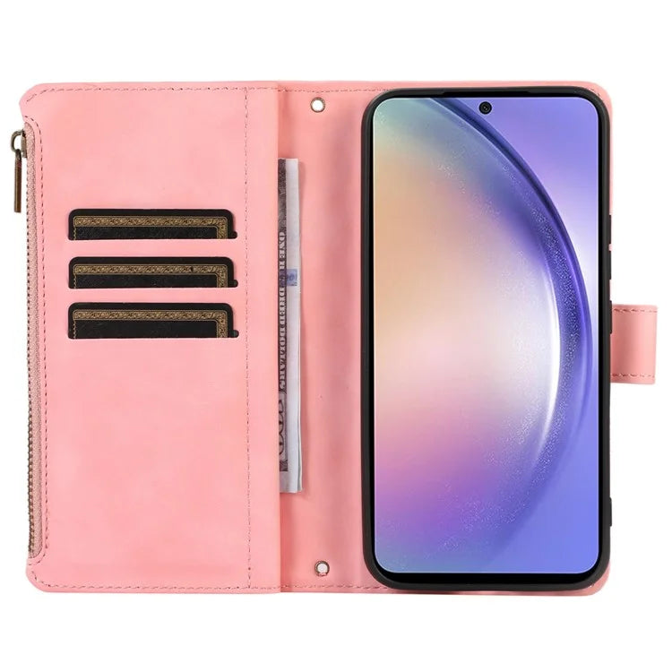 For Samsung Galaxy A14 5G /  A14 4G Cell Phone Case Leather Zipper Pocket Flip Stand Cover