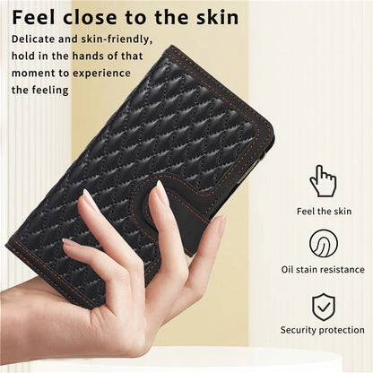 For Samsung Galaxy A05s 4G Case Zipper Leather Rhombus Grid Imprinted Phone Protector