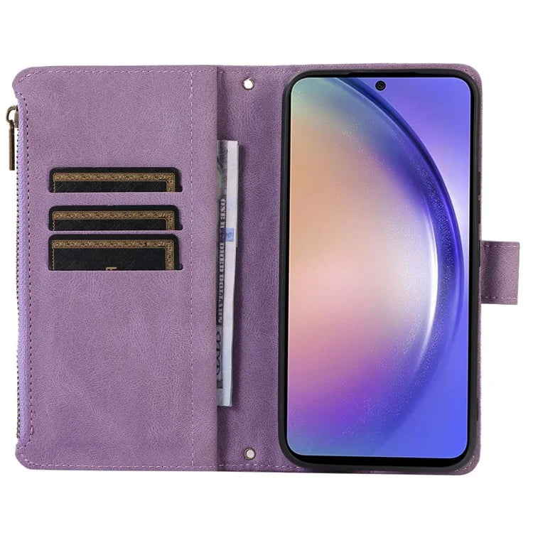 For Samsung Galaxy A05s 4G Case Zipper Leather Rhombus Grid Imprinted Phone Protector
