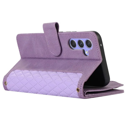 For Samsung Galaxy A05s 4G Case Zipper Leather Rhombus Grid Imprinted Phone Protector
