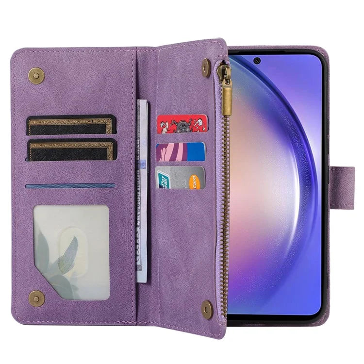 For Samsung Galaxy A05s 4G Case Zipper Leather Rhombus Grid Imprinted Phone Protector