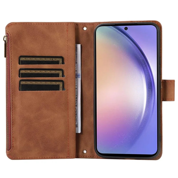 For Samsung Galaxy A05s 4G Case Zipper Leather Rhombus Grid Imprinted Phone Protector