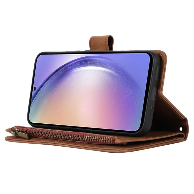For Samsung Galaxy A05s 4G Case Zipper Leather Rhombus Grid Imprinted Phone Protector