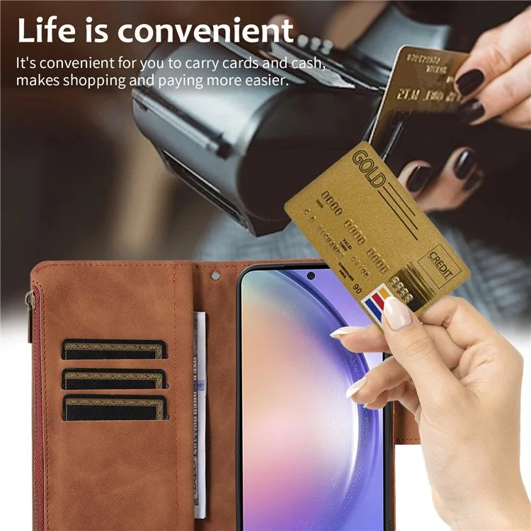 For Samsung Galaxy A05s 4G Case Zipper Leather Rhombus Grid Imprinted Phone Protector