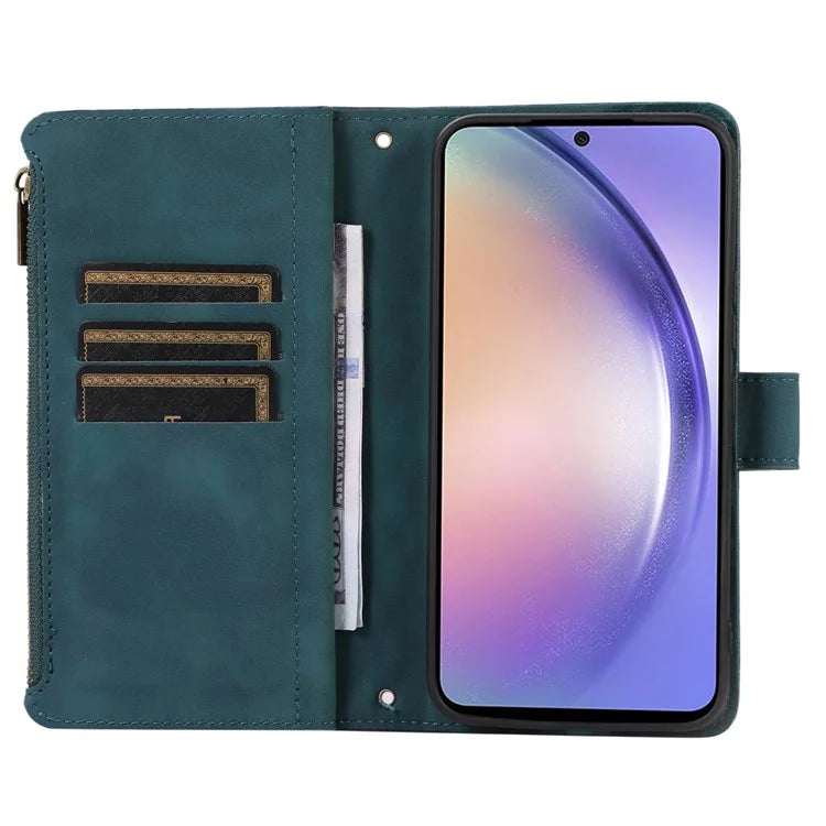 For Samsung Galaxy A05s 4G Case Zipper Leather Rhombus Grid Imprinted Phone Protector