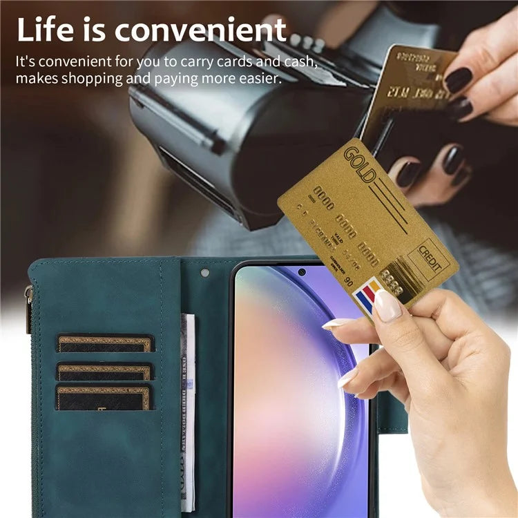 For Samsung Galaxy A05s 4G Case Zipper Leather Rhombus Grid Imprinted Phone Protector