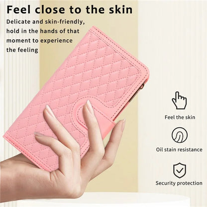 For Samsung Galaxy A05s 4G Case Zipper Leather Rhombus Grid Imprinted Phone Protector