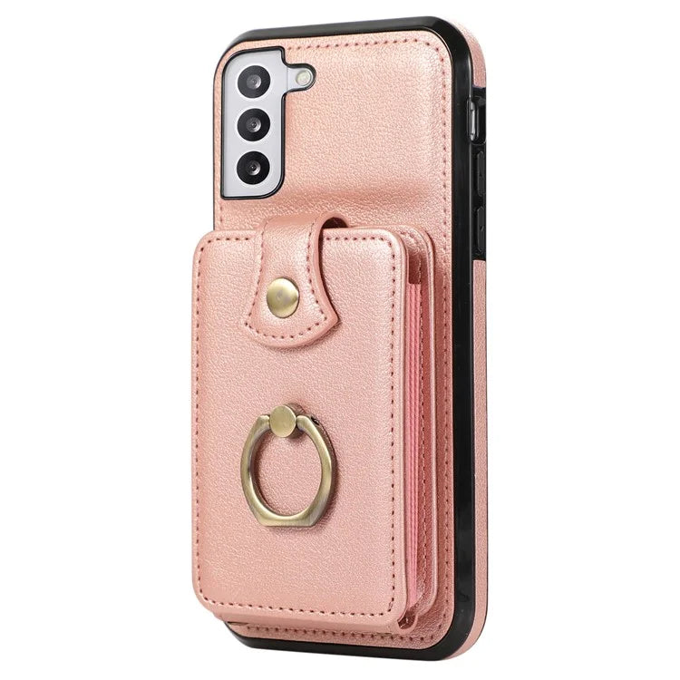 For Samsung Galaxy S22+ 5G Case Kickstand Slim-Fit TPU+PU Leather Mobile Phone Cover