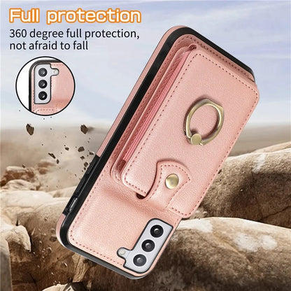 For Samsung Galaxy S22+ 5G Case Kickstand Slim-Fit TPU+PU Leather Mobile Phone Cover