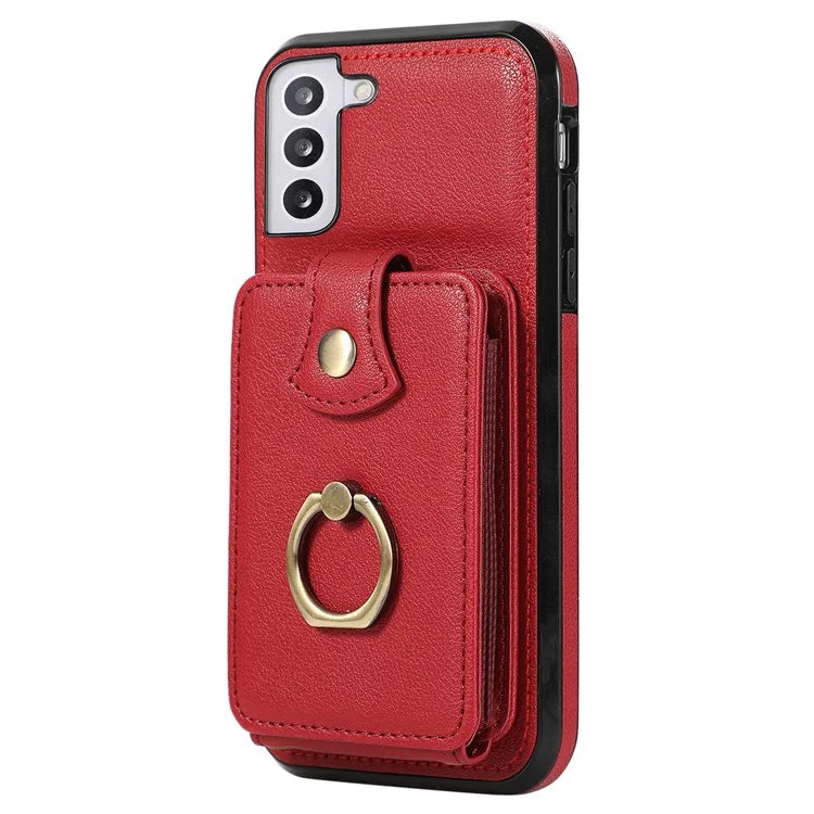 For Samsung Galaxy S22+ 5G Case Kickstand Slim-Fit TPU+PU Leather Mobile Phone Cover