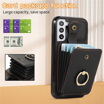 For Samsung Galaxy S22+ 5G Case Kickstand Slim-Fit TPU+PU Leather Mobile Phone Cover