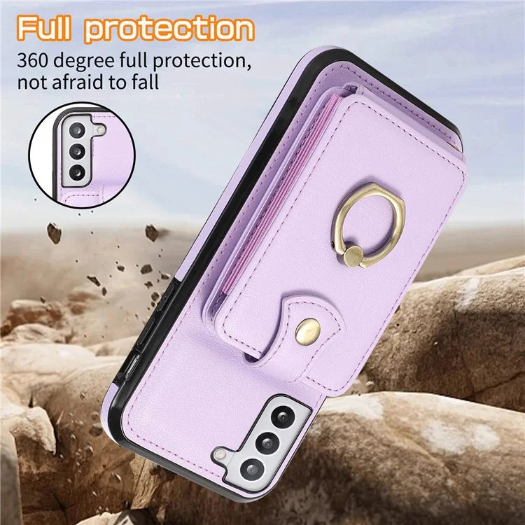 For Samsung Galaxy S22+ 5G Case Kickstand Slim-Fit TPU+PU Leather Mobile Phone Cover